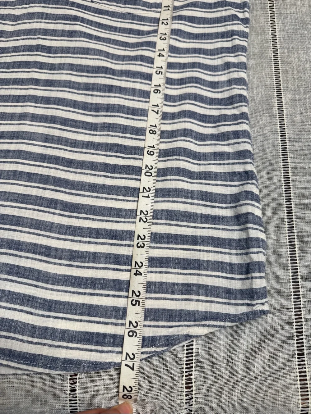 Marine Layer Size Large Blue White Stripe Pullover Collared Shirt Women 100%cott - Picture 13 of 14